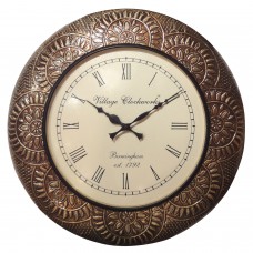 Antique Brass Wooden Wall Clock (Rising Sun) - 18inch